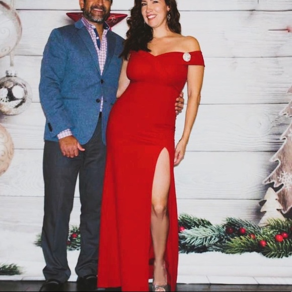 Red Split Evening Dress - Picture 3 of 3